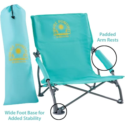 Maui And Sons Comfort Sling Back Bag Beach Camping Picnic Chair Teal - Image 4