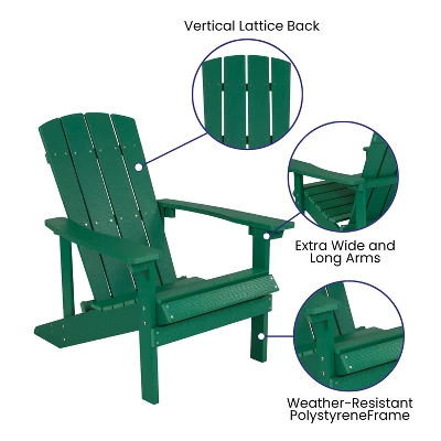 Flash Furniture Charlestown Commercial All-Weather Poly Resin Wood Adirondack Chair - Image 2