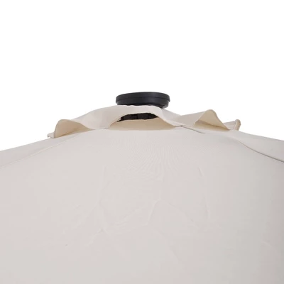 9' X 9' Solar LED Patio Umbrella With Tilt Adjustment And Crank Lift Beige - Wellfor - Image 3