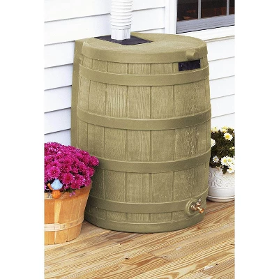 Good Ideas Rain Wizard 50 Gallon Rain Barrel Water Collector, Khaki (2 Pack)