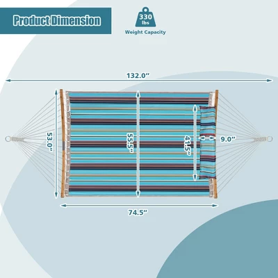 Costway Hammock Chair With Stand Heavy Duty Portable Carrying Bag Cushion Pillow RedBlue - Image 2