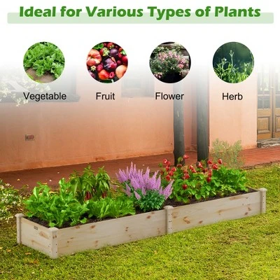 Costway Wooden Raised Garden Bed Outdoor Wood Planter Box For Vegetables Flowers Fruit - Image 4