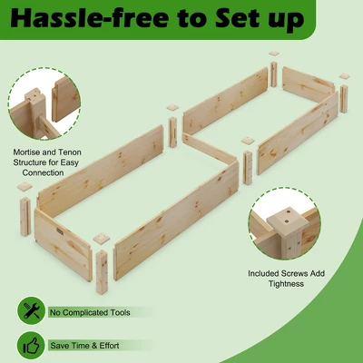 Costway Wooden Raised Garden Bed Outdoor Wood Planter Box For Vegetables Flowers Fruit - Image 7