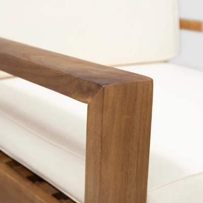 Santa Ana 2pk Acacia Wood Club Chairs Teak/Cream - Christopher Knight Home - Image 3