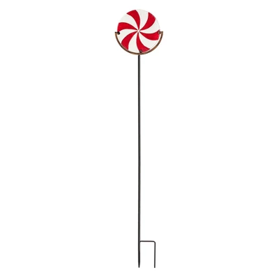 Home & Garden Candy Cane Garden Stake - One Yard Stake 33.0 Inches - Yard Decor Christmas - - Glass - Multicolored