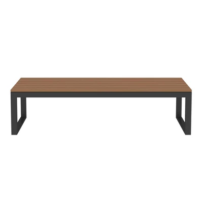 4pc Metal & Wood All Weather Patio Sectional Set - Natural - Saracina Home - Image 5