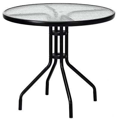 Costway 32''Outdoor Patio Round Table Tempered Glass Top - Image 6
