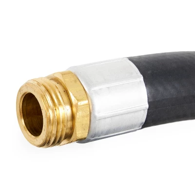 Apache 98108802 25 Foot Industrial Rubber Garden Water Hose With Heavy Duty MGHT X FGHT Brass Fittings And 1 Bend Restrictor, Black - Image 2