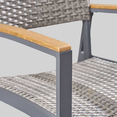Luton 2pk Wicker & Aluminum Patio Dining Chair - Gray - Christopher Knight Home - Image 4