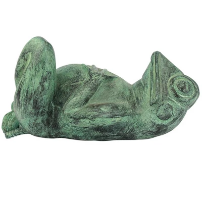 Design Toscano Spitting Lazy Frog Emerald Verde Cast Bronze Garden Statue - Image 3