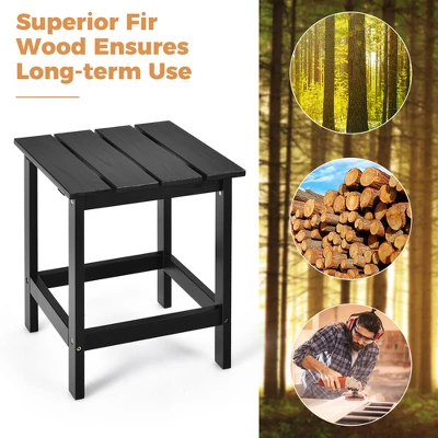 Costway Patio 15" End Side Coffee Table Square Wooden Slat Garden Deck WhiteBlackGray - Image 6