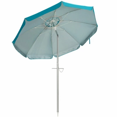 Costway 6.5FT Patio Beach Umbrella Sun Shade Tilt W/Carry Bag Blue - Image 9