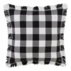 20"x20" Oversize Fringed Buffalo Plaid Down Filled Square Throw Pillow Black - Saro Lifestyle