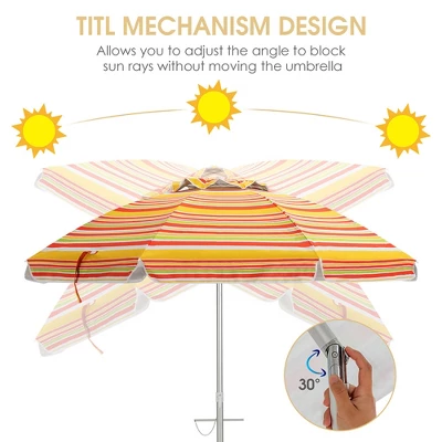 Costway 6.5FT Patio Beach Umbrella Sun Shade Tilt Carry Bag - Image 5