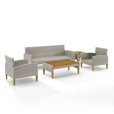 Capella 5pc Outdoor Wicker Sofa Set - Gray - Crosley - Image 6