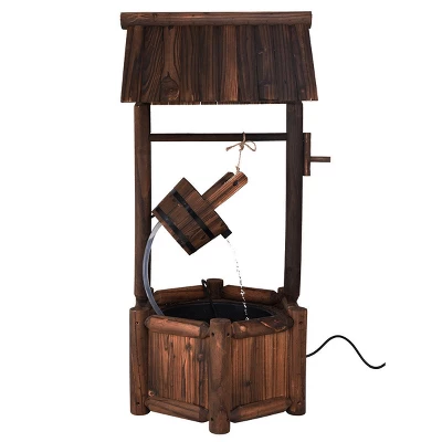 Costway Garden Rustic Wishing Well Water Fountain Wooden Outdoor Electric Backyard Pump - Image 7