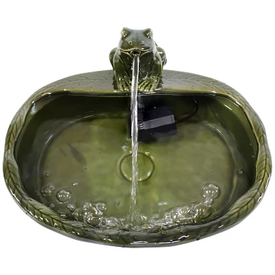 Sunnydaze Decor Sunnydaze Outdoor Solar Powered Ceramic Spitting Frog Water Fountain With Submersible Pump - 7" - Green - Image 6