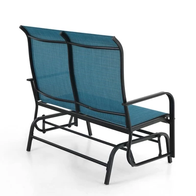 2-Seat Patio Glider With Steel Frame - Blue - Captiva Designs - Image 3