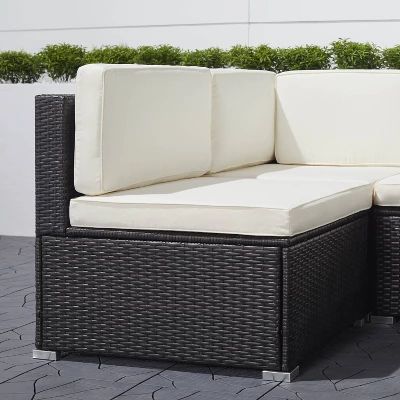 Venice 6pc Classic Outdoor Wicker Sectional Sofa With Seat And Back Cushion - Black - Vifah - Image 3