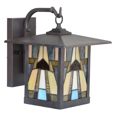 11.75" 1-Light Mona Mission Style Outdoor Wall Lantern Sconce Bronze - River Of Goods - Image 7