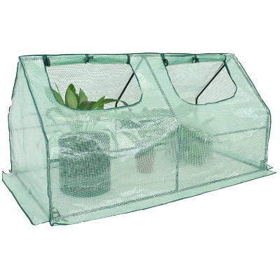 Sunnydaze Decor Sunnydaze Outdoor Portable Plant Shelter Mini Greenhouse With Double Zipper Doors And Cover - Green - Image 8