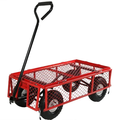 Sunnydaze Decor Sunnydaze Outdoor Lawn And Garden Heavy-Duty Durable Steel Mesh Utility Wagon Cart With Removable Sides - Image 8