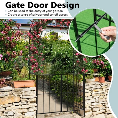 Costway Garden Arch Arbor Trellis With Gate 7.5 Ft Patio Archway Pergola For Wedding - Image 5