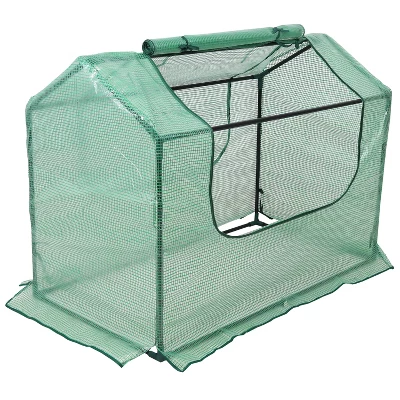 Sunnydaze Decor Sunnydaze Mini Greenhouse With 2 Zippered Side Doors - Green - Image 8