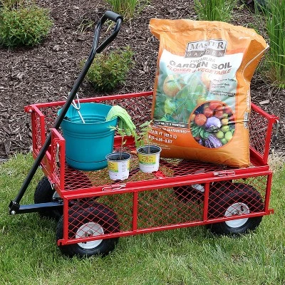 Sunnydaze Decor Sunnydaze Outdoor Lawn And Garden Heavy-Duty Durable Steel Mesh Utility Wagon Cart With Removable Sides - Image 9
