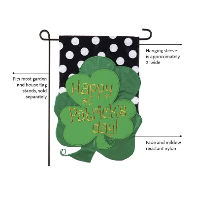Evergreen St. Patrick's Day Bouquet Applique Garden Flag, 12.5 X 18 Inches - Image 3
