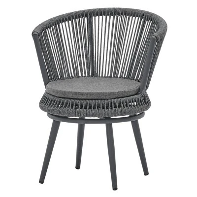 3pc Outdoor Wicker Conversation Set With Cushions - Dark Gray - GODEER - Image 9