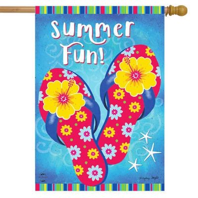 Summer Fun Flip Flops House Flag Nautical 28" X 40" Briarwood Lane
