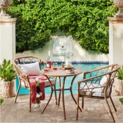 Britanna 3pc Patio Bistro Set Natural/Linen - Opalhouseâ„¢