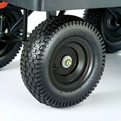 Gorilla Cart GORMP-12 5 Cubic Feet 1200 Pound Capacity Heavy Duty Durable Steel Multi Use Quick Dump Wagon Utility Cart W/ 2 In 1 Towing Handle, Gray - Image 5