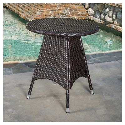 Georgina 3pc Wicker Patio Bistro Set With Cushions - Brown - Christopher Knight Home - Image 2