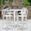 Flash Furniture Commercial Grade 30" Round Metal Indoor-Outdoor Bar Table Set With 4 Vertical Slat Back Stools