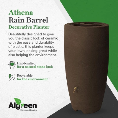Algreen Athena 80 Gallon Plastic Outdoor Rain Barrel With Brass Spigot And Screen Guard For Rain Water Collection And Storage, Brownstone - Image 3