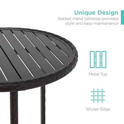 Best Choice Products 3-Piece Outdoor Wicker Bistro Bar Height Set For Patio, Garden W/ Barstools, Steel Frame - Image 3