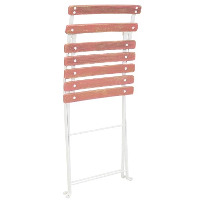 Sunnydaze Decor Sunnydaze Indoor/Outdoor Patio Or Dining Classic Cafe Chestnut Wooden Folding Bistro Chair - Antique Pink - 4pk - Image 8