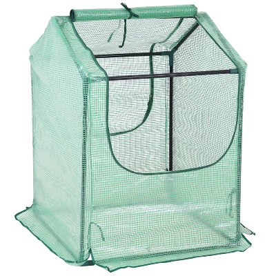 Sunnydaze Decor Sunnydaze Mini Greenhouse With 2 Zippered Side Doors - Green - Image 10