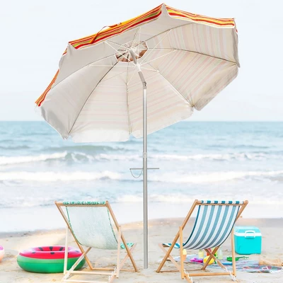 Costway 6.5FT Patio Beach Umbrella Sun Shade Tilt Carry Bag - Image 3