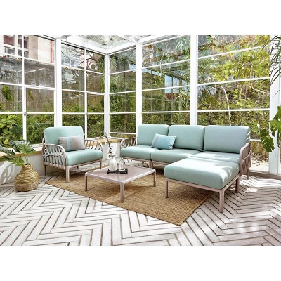 Laurel Outdoor Ottoman With Cushion - Gray/Seafoam - Lagoon - Image 2