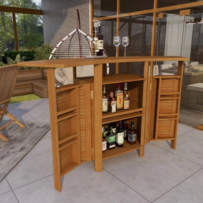 Patio Bar Table Teak - Olivia & May - Image 11