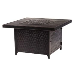 42" Square Aluminum 55000 BTUs Propane Fire Pit Table With Two Covers Lid - Copper- Oakland Living