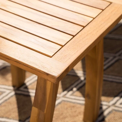 Cayo 3pc Acacia Wood Outdoor Patio Rocking Chair Chat Set - Natural/Cream - Christopher Knight Home - Image 3