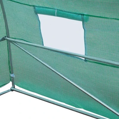Outsunny 26' X 10' X 7' Outdoor Walk-In Tunnel Greenhouse With Roll-up Windows & Zippered Door, Steel Frame, & PE Cover - Image 6
