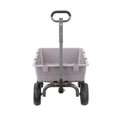 Gorilla Carts 800 Pound Capacity Heavy Duty Poly Yard Garden Steel Dump Utility Wheelbarrow Wagon Cart With 2 In 1 Towing ATV Handle, Gray - Image 2