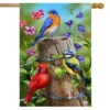 Fence Post Birds Spring House Flag Cardinal Bluebird 28" X 40" Briarwood Lane