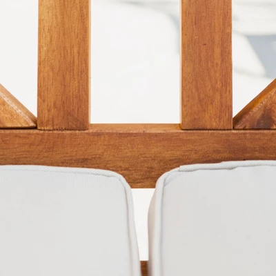 Acacia Wood X-Back Love Seat With Cushions Brown - Saracina Home - Image 4