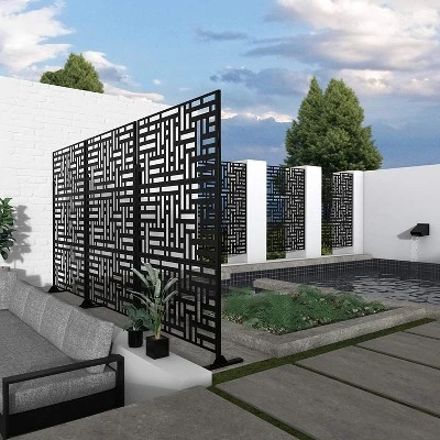 NewTown Decorative Privacy Screen Outdoor Divider With Stand, Featuring Precise Laser Cut,Metal Material-The Pop Home - Image 5